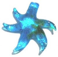 1 42mm Aqua with Green Foil Lampwork Starfish Pendant